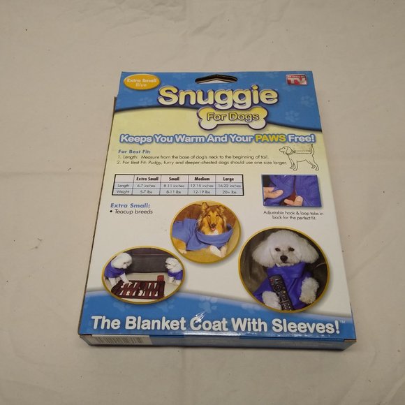 Snuggie Blanket w/ Sleeves For Tea Cup/Extra Small Dog Breeds 6"-9" SN221116 NIB - Picture 2 of 8